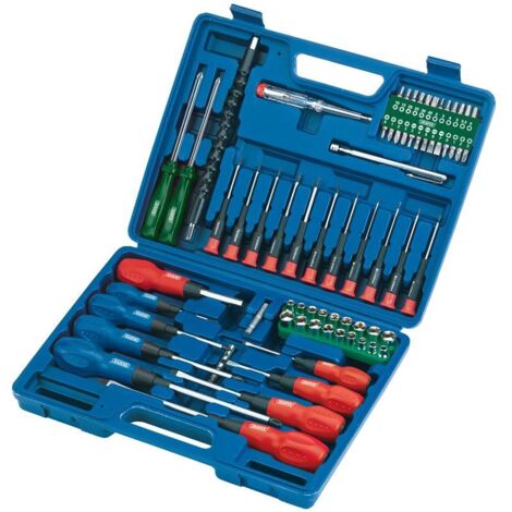 Draper 70-Piece Screwdriver, Socket, and Bit Set in BMC 40850 Durable Storage Case (1/8)