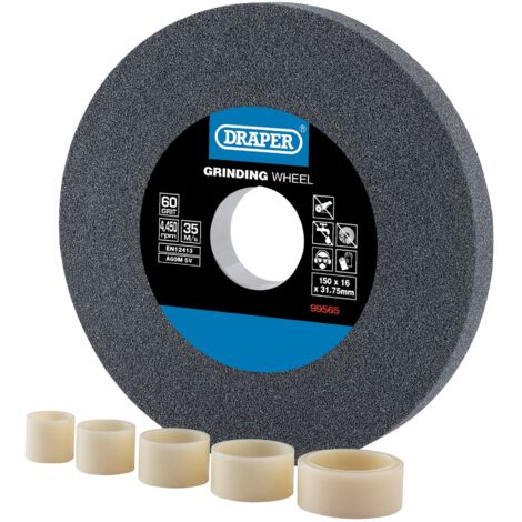 Draper Aluminium Oxide Bench Grinding Wheel – 150mm Diameter x 16mm Thickness, 60g, Model 99565 (1/5)