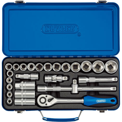Draper 1/2 Inch Drive Metric Socket Set (26 Pieces) with Metal Storage Case (1/5)