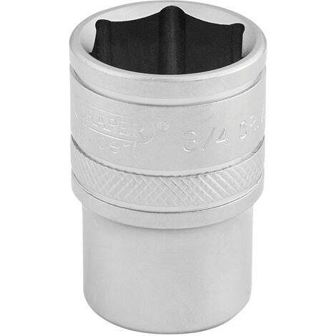 Draper 3/4-Inch 6-Point Socket, 1/2-Inch Square Drive, Micro Satin Chrome Finish, Model 16631 (1/5)