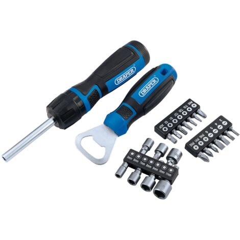 Draper 23-Piece Ratchet Screwdriver Set (Model 70443) with Interchangeable Bits for Versatile Fastening