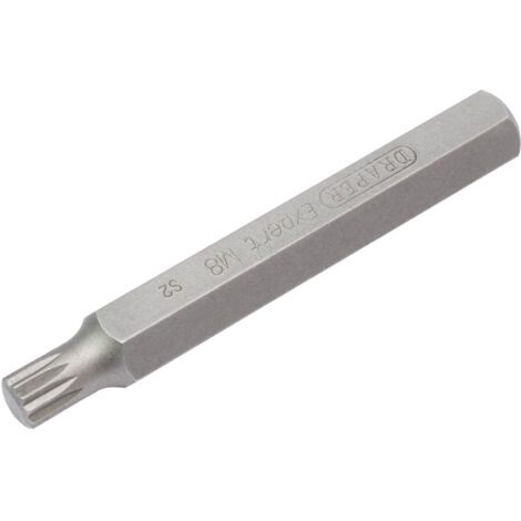 Draper Expert M8 x 75mm Spline and 10mm Hex Insert Bit (Model 33346) for Mechanic's Bit Sets (1/5)