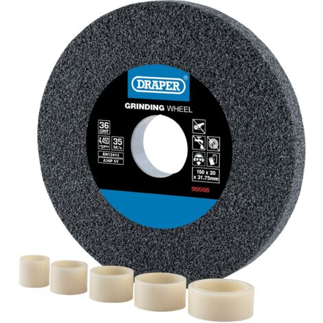 Draper Aluminium Oxide Bench Grinding Wheel, 150 x 20mm, 36g, Model 99566