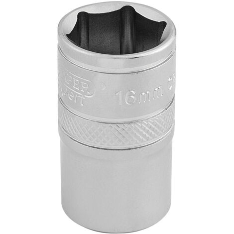 Draper 16mm 1/2" Square Drive 6-Point Metric Socket (Micro Satin Chrome) – Model 16606 (1/5)