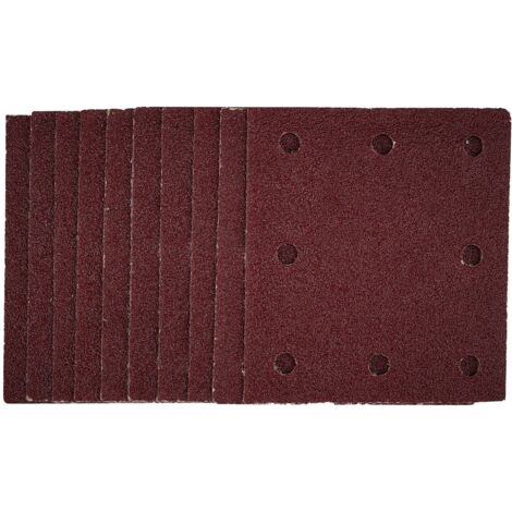 Draper 1/4 Sheet Sanding Sheets with Hook and Loop, 115 x 105mm, 40 Grit, Pack of 10 (1/5)
