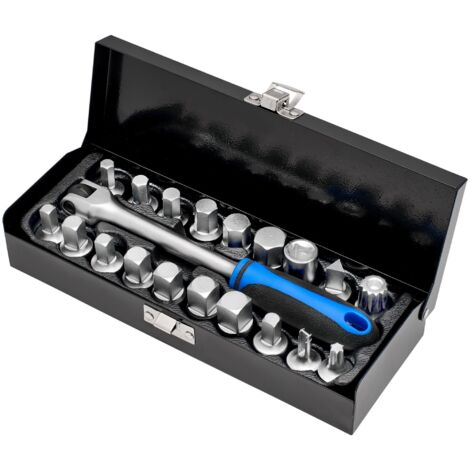 Draper 20-Piece Oil Drain Sump Plug Key Set – 3/4" Square Drive, Includes Oil Drain Plug Removal Tools