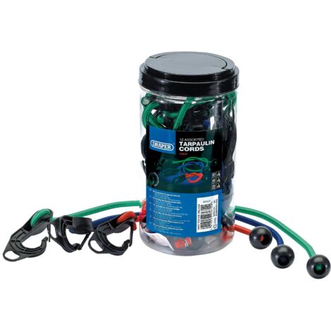Draper 12-Piece Heavy-Duty Tarpaulin Cord Set (Model 93670) for Secure Tarp and Cover Fastening (1/5)