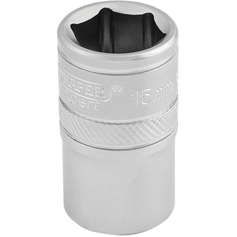 Draper 15mm 1/2" Square Drive 6-Point Metric Socket - Standard Length Chrome (Model 16605)