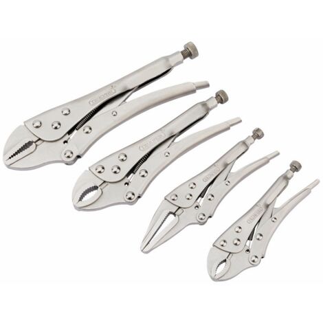 Draper 35373 4-Piece Self-Grip Pliers Set with Curved and Straight Jaws for Versatile Grip and Clamping Tasks