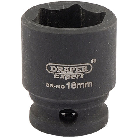 Draper Expert 18mm 3/8" Drive HI-TORQ Metric Impact Socket – 6 Point, Standard Length, Heavy-Duty Impact Tool (1/5)
