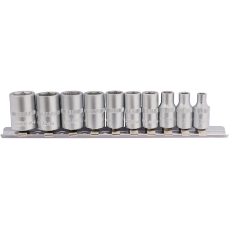Draper 10-Piece 1/4 Inch Drive Metric Socket Set with Metal Rail (Model 16398) (1/5)