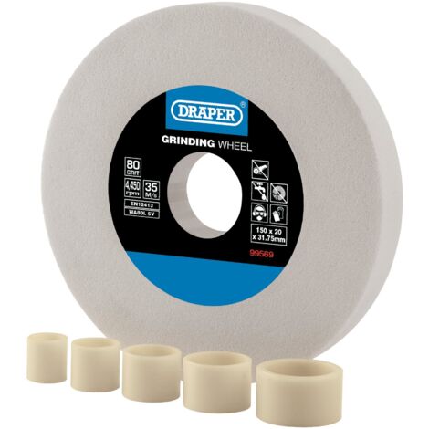 Aluminium Oxide Bench Grinding Wheel, 150 x 20mm, 80g, White (99569) (1/5)