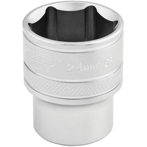 Draper 24mm 1/2-Inch Drive 6-Point Metric Socket (Micro Satin Chrome Finish, Model 16615) (1/5)