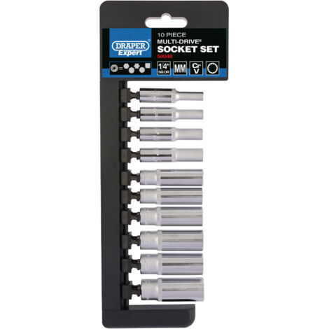 Draper Expert 1/4" Drive Deep Socket Set (10 Pieces) – Metric Multi-Drive® Deep Socket Set, Model 50048