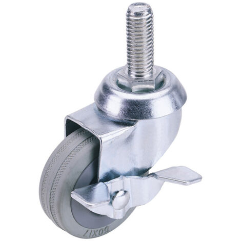 Draper 100mm Dia. Swivel Bolt Fixing Rubber Castor with Brake - S.W.L 80Kg (65481)
