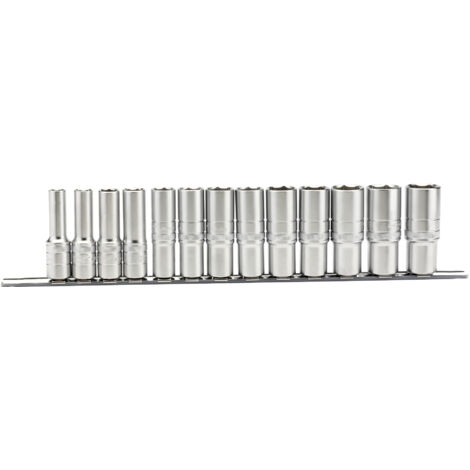 Draper Expert 16500 1/2" Square Drive Imperial Deep Socket Set (13 Pieces) on Metal Rail (1/5)