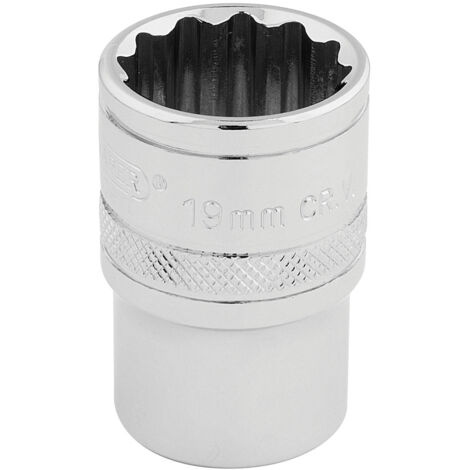 Draper 19mm 12-Point Square Drive Hi-Torq® Socket (1/2" Drive, Polished Chrome, Model 33231) (1/5)