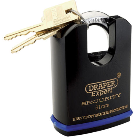 Draper Expert Heavy Duty 61mm Solid Steel Padlock with Shrouded Shackle and 2 Keys (1/5)