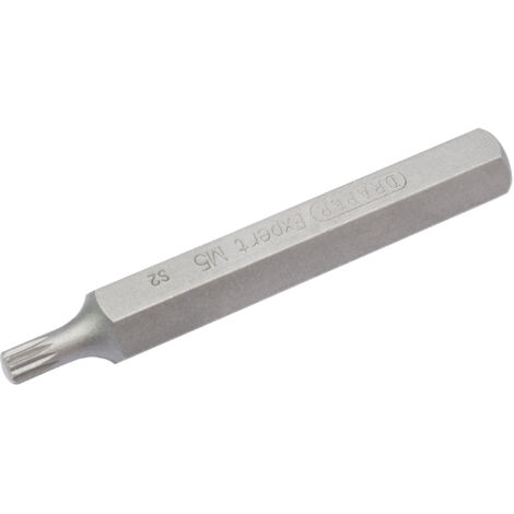 Draper Expert M5 x 75mm Hex and Spline 10mm Insert Bit for Mechanic's Bit Sets (Model 33344)