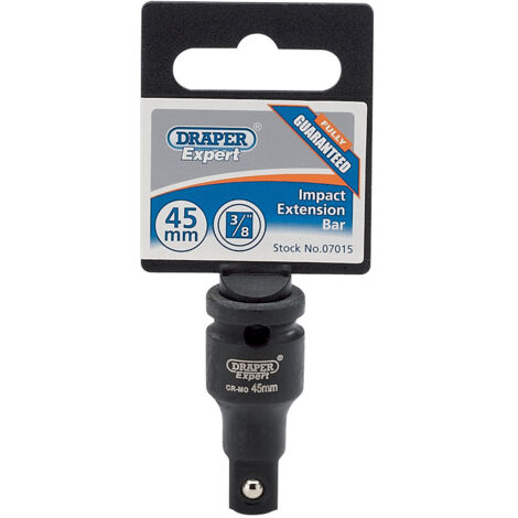 Draper 3/8" Drive 45mm Impact Extension Bar with Spring-Loaded Mechanism, Hardened and Tempered for Durability (Model 07015) (1/5)