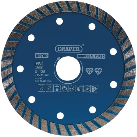 Draper Turbo Diamond Blade 125mm x 22.23mm – Heavy-Duty Cutting Tool for Masonry and Tile Applications (1/5)