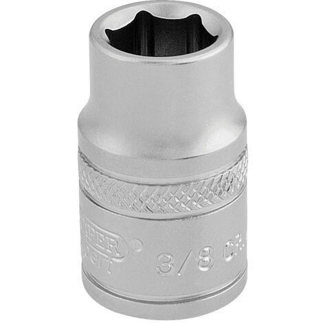 Draper 3/8" Drive 6-Point Socket (Part No. 16550) – Micro Satin Chrome Finish, Imperial Size, 3/8" Square Drive (1/5)