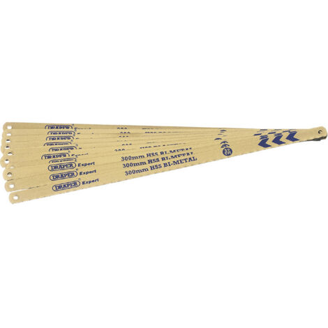 Draper 19348 Bi-Metal Hacksaw Blades – 300mm Length, 24 TPI, Pack of 10 High-Performance Cutting Blades (1/5)