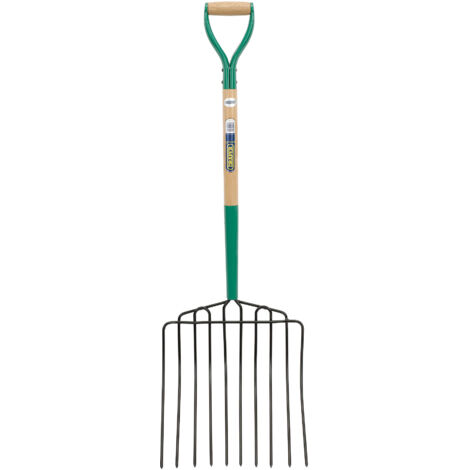 Draper 10-Prong Manure Fork with Wooden Shaft and MYD Handle - Heavy-Duty Farm Tool (Model 63578)