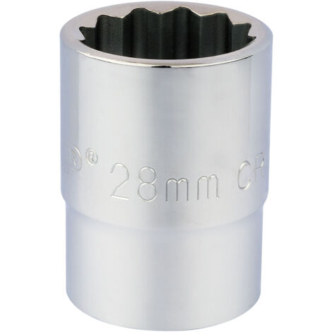 Draper 28mm 12-Point Square Drive Socket (3/4 Inch Drive, 12 Point, Polished Chrome, Model 16697) (1/5)