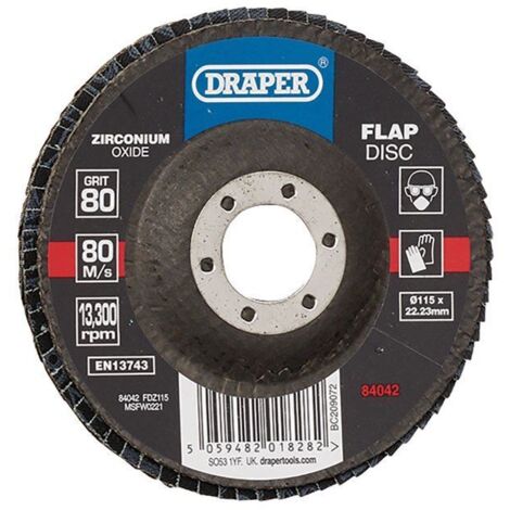 Draper Zirconium Oxide Flap Disc, 115 x 22.23mm, 80 Grit, Model 84042 (1/2)