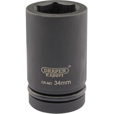 Draper 34mm Hi-Torq® Metric Deep Impact Socket, 1/2" Square Drive, Heavy-Duty Impact Tool (1/5)
