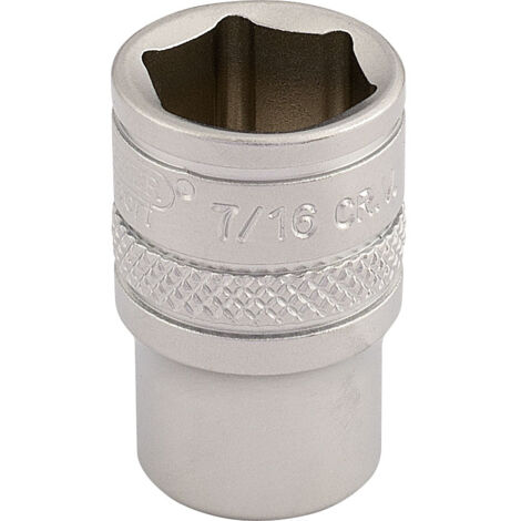 Draper 7/16 Inch 6-Point Square Drive Imperial Socket (Part No. 16525) in Micro Satin Chrome