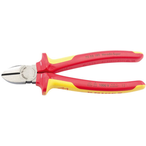 Knipex 70 08 180UKSBE Fully Insulated 180mm Diagonal Side Cutters for Electrical and Precision Cutting (1/5)
