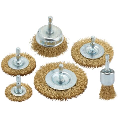 Draper Brassed Steel Crimped Wire Brush Set – 6-Piece Heavy-Duty Brass Wire Cleaning and Surface Preparation Kit (1/2)
