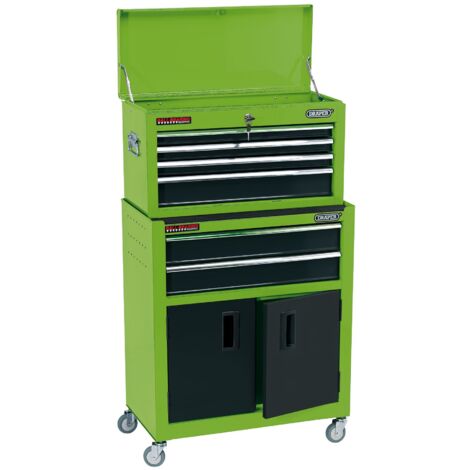 Draper 24-Inch Green Combined Roller Cabinet and Tool Chest with 6 Drawers (Model 19566)