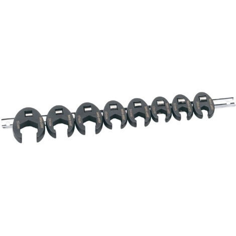 Draper 3/8" Square Drive Metric Crow Foot Spanner Set (8 Pieces) on Metal Rail (1/5)