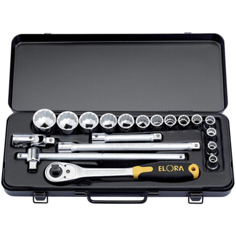 Draper 1/2" Square Drive Metric Socket Set (19 Pieces) – 1/2" Drive Socket Set in Millimeter Sizes, Model 15356 (1/5)