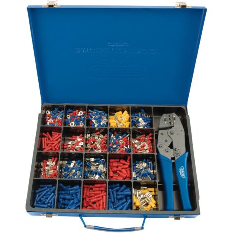 Draper Expert Ratchet Crimping Tool and Terminal Kit (Model 56383) – 220mm Professional Crimping Tool with Comprehensive Terminal Set
