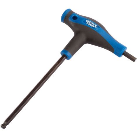 Draper 5.0mm T-Handle Hex Key Set with Double-Ended Hexagon and Ball End Keys, Soft Grip T-Handle Design (1/5)
