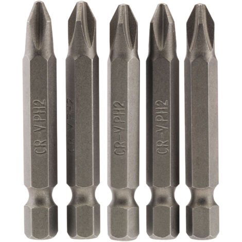 Draper 5-Piece 50mm No.2 Cross Slot (Phillips) Insert Bits with 1/4" Hex Shank (1/5)
