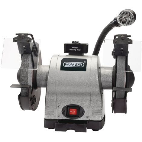 Draper 200mm Heavy Duty Bench Grinder with Twin Sander, Polisher, 550W Motor, Worklight, Model 05097