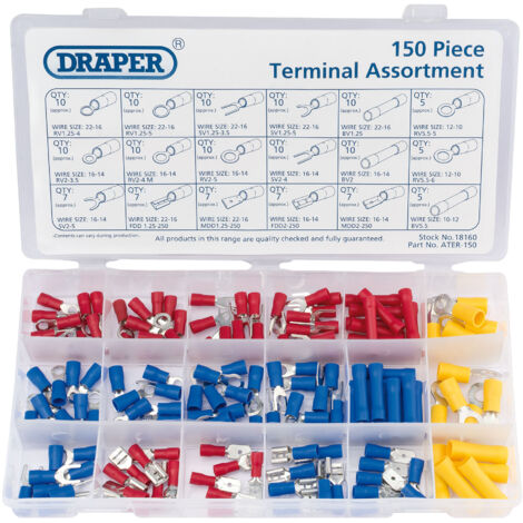 Draper Insulated Crimping Terminal Assortment Kit (150 Pieces) – Model 18160 (1/5)