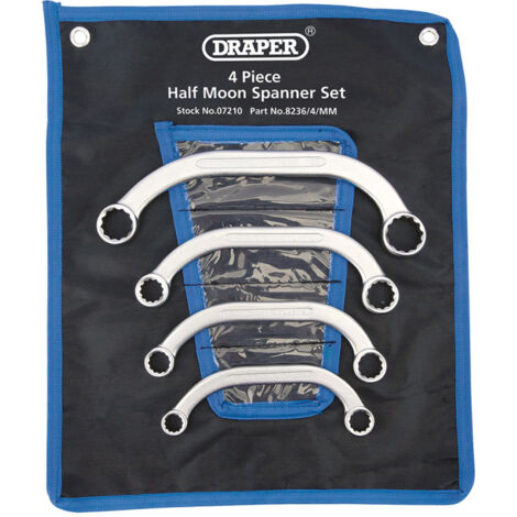 Draper 4-Piece Half Moon Obstruction Ring Spanner Set (Model 07210) (1/5)