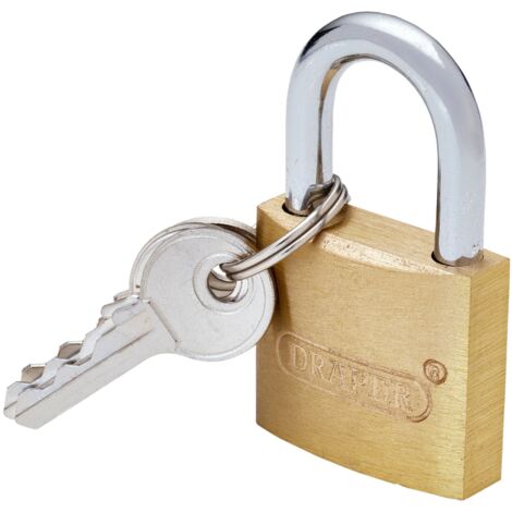 Draper Brass Cylinder Padlock - 30mm Heavy-Duty Brass Padlock with Secure Locking Mechanism