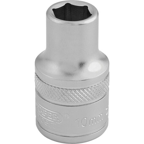 Draper 10mm 6-Point Square Drive (1/2") Metric Socket in Micro Satin Chrome Finish (Model 16598) (1/5)