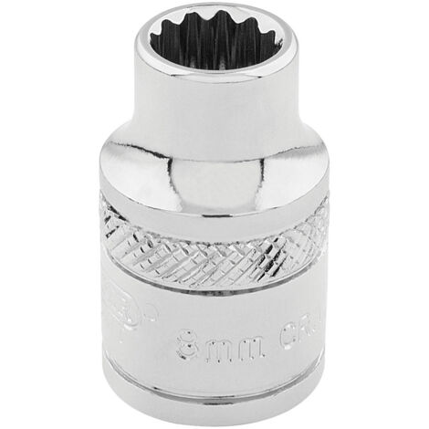 Draper 8mm 12-Point Socket, 3/8 Inch Drive, Metric, Polished Chrome, Model 32768 (1/5)