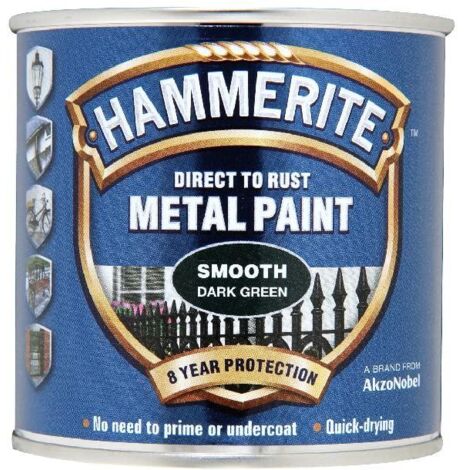 Hammerite Direct to Rust Smooth Finish Metal Paint in Dark Green, 250ml