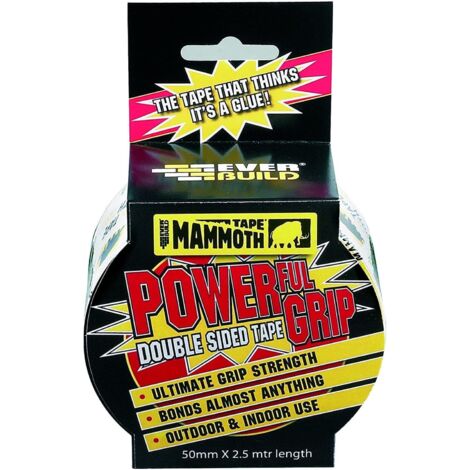 Everbuild 2POWERGRIP50 Powerful Grip Double-Sided Tape 50mm x 2.5m EVB2PG50