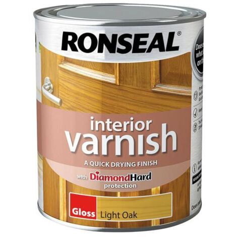 Ronseal Interior Wood Varnish - Light Oak - Quick Dry Gloss Finish - 750ml