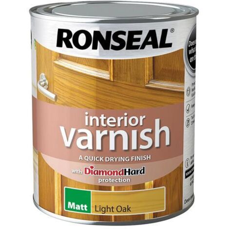 Ronseal 39429 Interior Varnish Quick Dry Matt Light Oak 750ml RSLIVMLO750
